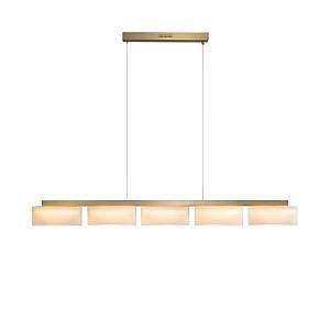 Swiss 1400 pendant light with handcrafted opal glass shades and golden metal base inspired by white sails