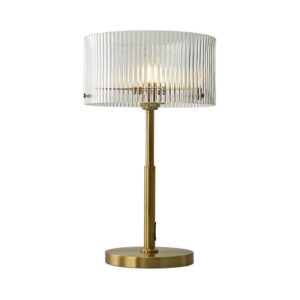 ATL Medici Gold Table Lamp /Ribbed Glass