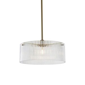 Medici 400mm Round Ribbed Glass Pendant - Gold