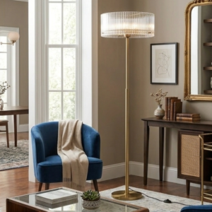 AFL Medici Gold floor Lamp /Ribbed Glass