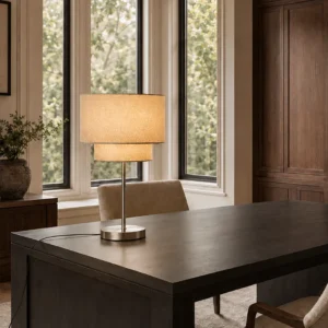 Gisele table lamp nickel ivory