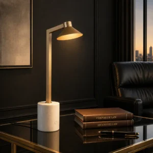 Satrom Antique Brass /white marble touch table lamp